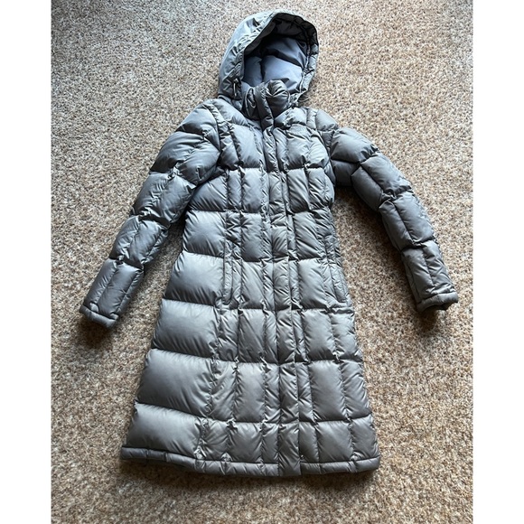 WOMENS THE NORTH FACE GREY 550 DOWN LONG PARKA JACKET SIZE XS - Picture 1 of 8